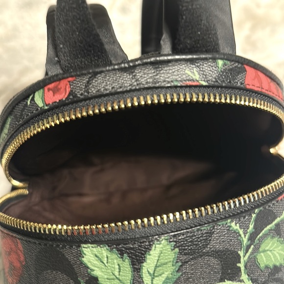 🎒COACH MINI COURT BACKPACK LEATHER SIG W/ROSE 🌹PRINT!✨BRAND NEW✨SOLD OUT! NWT! - Picture 11 of 13